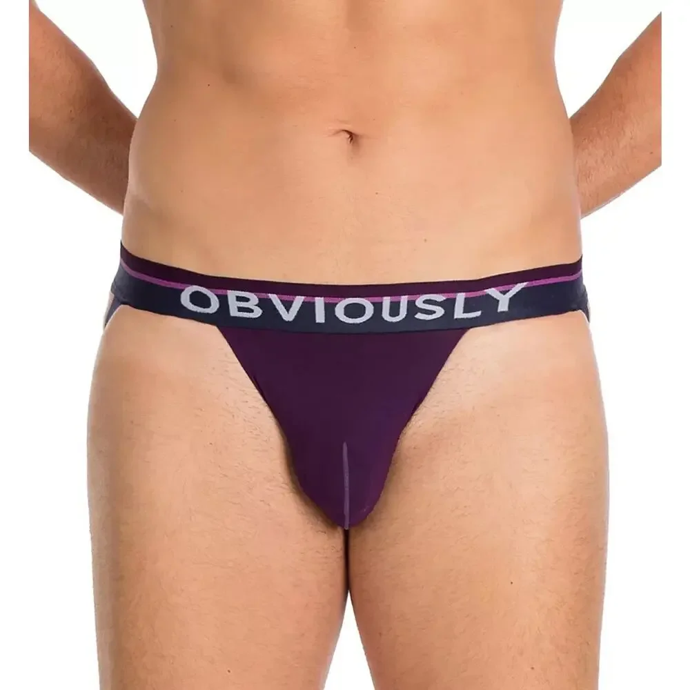 NEW Set Of 3 Obviously Apparel Mens PrimeMan Jockstrap Blue Purple Size Large